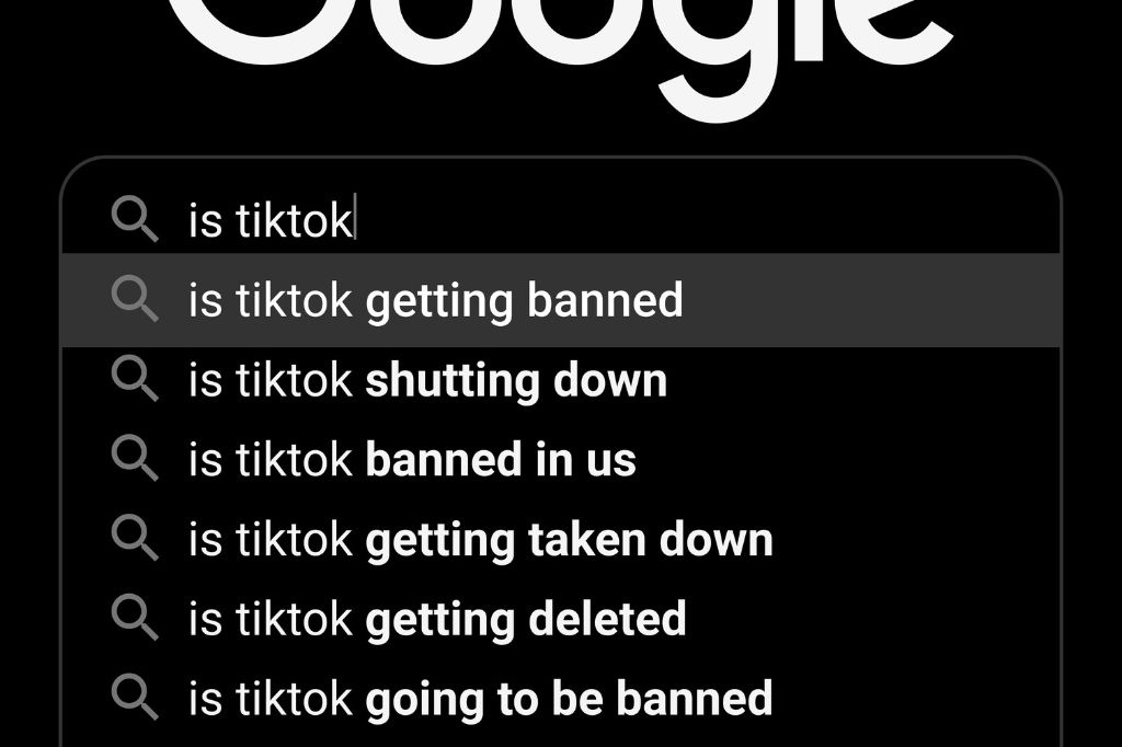 Google search results for information about TikTok ban